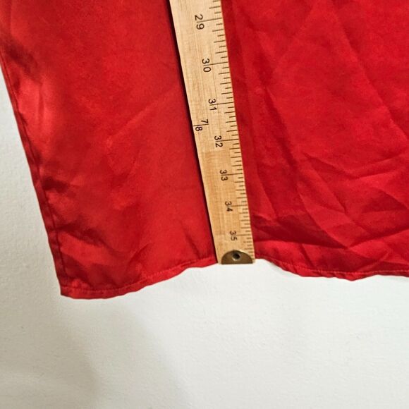 D&M Red Sexy Spaghetti Strap Drape Neck Front Slit Back Zip Satin Dress Small - Picture 8 of 10